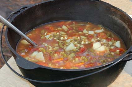 Dutch oven with beef stew