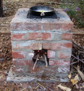 Brick rocket stove