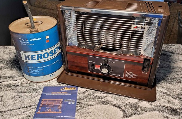 Kerosene store heater inside